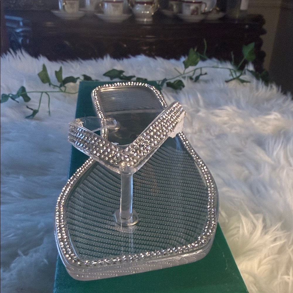 Lauren Lorraine Clear Rhinestone Sandals